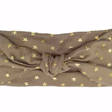 J183025 новейшая хорошая растягивающаяся акриловая и спандекс Мода Полная маленькая золотая звезда, удобная повязка для волос с узлом