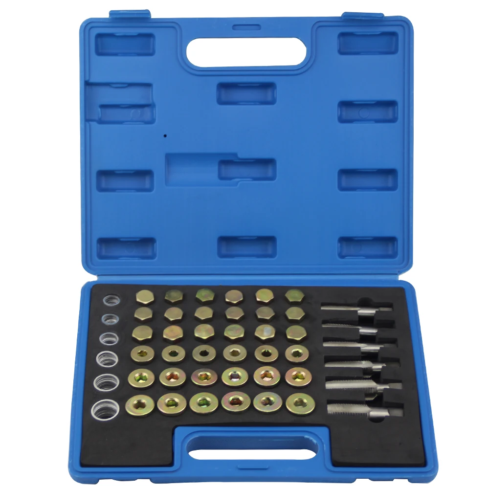 114pc Oil Pan Thread Repair Kit Sump Gearbox Drain Plug Tool Set M13