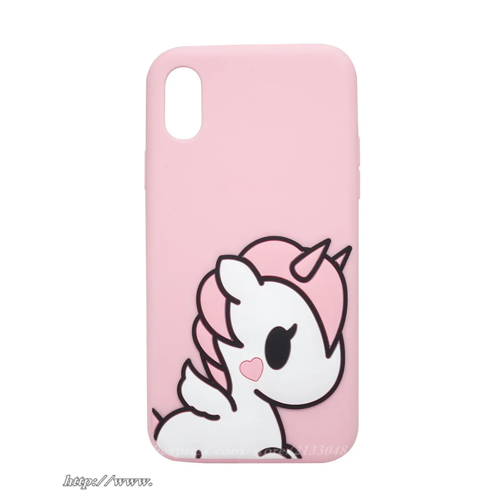 Крышка корпуса ля iPhone X 3D мультфильм милый Розовый Единорог для 8 Телефон чехол 7