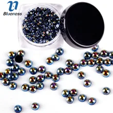 Mavilik 2 g/kutu AB Siyah Inci 2mm 3mm tırnak jeli Lehçe Tırnak Sanat 3D Süslemeleri Charms Çivi Saplama HZ001-HZ003(China)