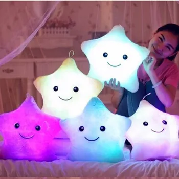 

Unique 40*35cm Luminous Pillow Vivid Star Design LED Light Cushion Plush Pillow for Bedroom Birthday Gift Toy for Kids