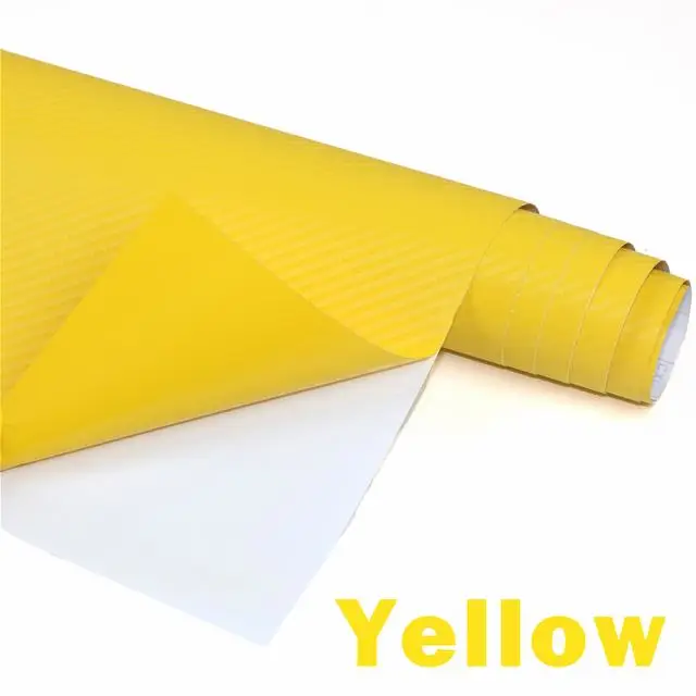 30x127 см 3D виниловая пленка из углеродного волокна, автомобильные наклейки, водостойкая пленка для стайлинга автомобиля, автомобильные аксессуары для автомобиля, Мотоциклетные аксессуары - Название цвета: yellow