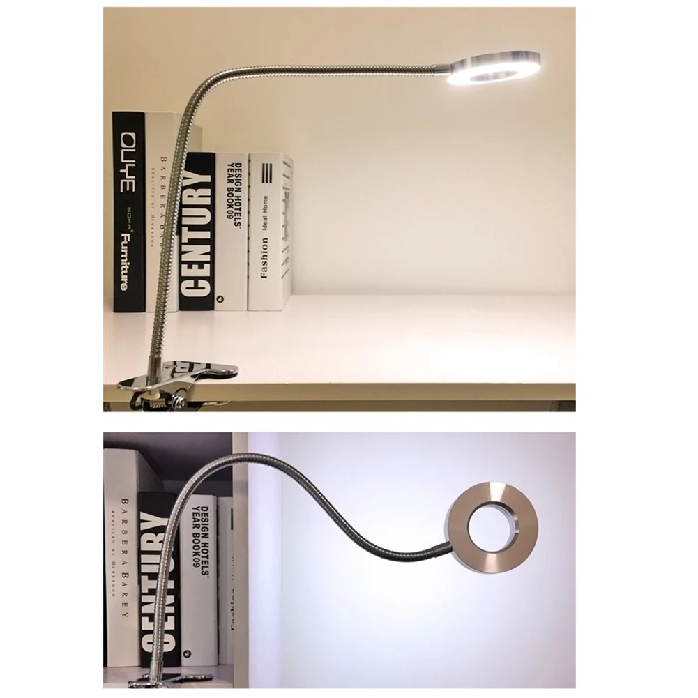 Портативная Настольная лампа с зажимом USB Перезаряжаемый с затемнением настольная лампа идеально подходит для ночного чтения бровей