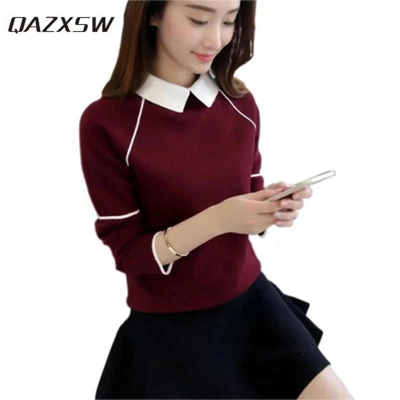 

QAZXSW 2019 New Women Jumper Knitted Sweaters Women Long Sleeve Teenager Girls Jumpers Ladies Knitted Pullover Casual Tops HB568