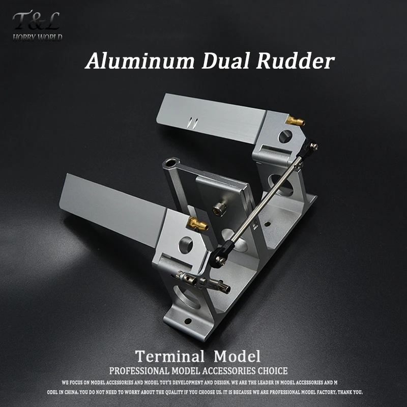 Buy High Quality CNC Aluminum Dual Rudder with Strut 140mm For 1/4' (6.35mm