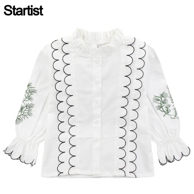 Blouse For Girls Leaf Embroidery Blouse Girls School Teenage Shirts For ...