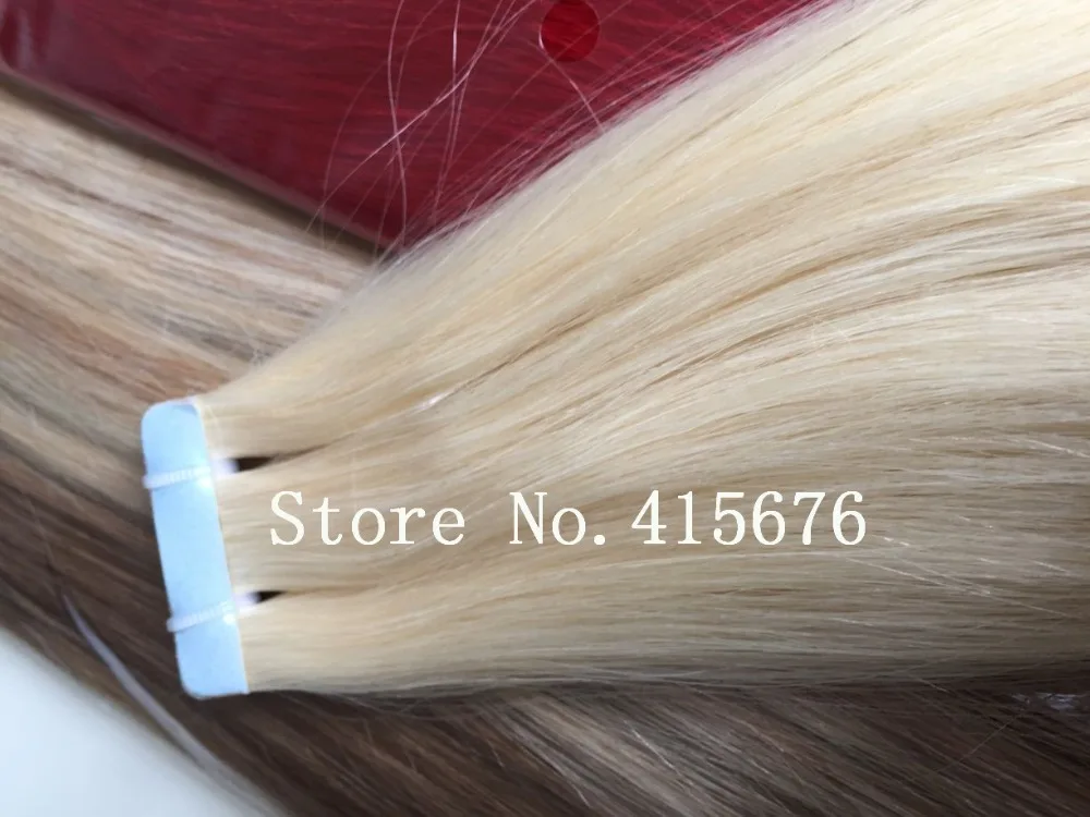 

20Inches Double Drawn Tape Extensions 40pc Remy Human Tape Hair Extension Tape In Black Brown Blonde Aplique Fita Adesiva Cabelo