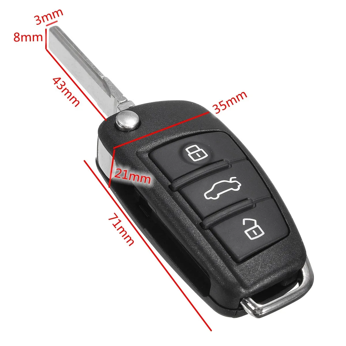 3+ 1 кнопки Автомобильный Брелок дистанционного управления с ключом чехол Shell необработанное лезвие для Audi A6 A4 A2 A8 TT Q7 2005 2006 2007 2008 2009 2010 2011