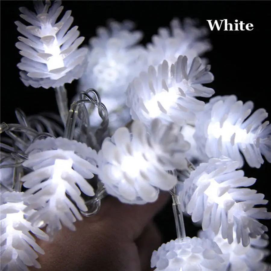 White Гирлянда-шишка, сказочный светильник, 5 м, 20 светодиодный s светодиодный, сосновый конус, украшения для рождественской елки, Новогодняя гирлянда, 110 В, 200 в - Испускаемый цвет: White