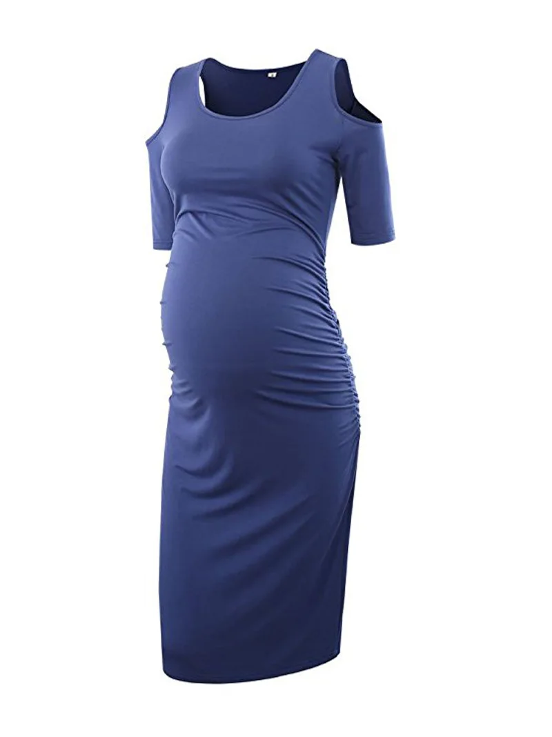 2018 New Summer Maternity Clothes Pregnancy Dress Sexy Off Shoulder Maternity Pregnant Dresses For Women Casual Solid Dress S-XL (10)