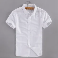 Лето г. Бизнес повседневные льняные рубашки мужчин хлопка с коротким рукавом белые мужские рубашка брендовая одежда мужские рубашки Камиза masculina