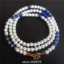 TNL306 натуральный белый раковины круглый бисером цепи ожерелье 6 мм Леди бусы ожерелье летний подарок тайские цепочки с подвесками