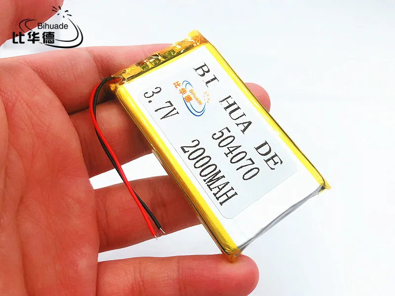 

Li-Po 1pcs Polymer battery 2000 mah 3.7V 504070 smart home MP3 speakers Li-ion battery for dvr,GPS,mp3,mp4,cell phone,speaker