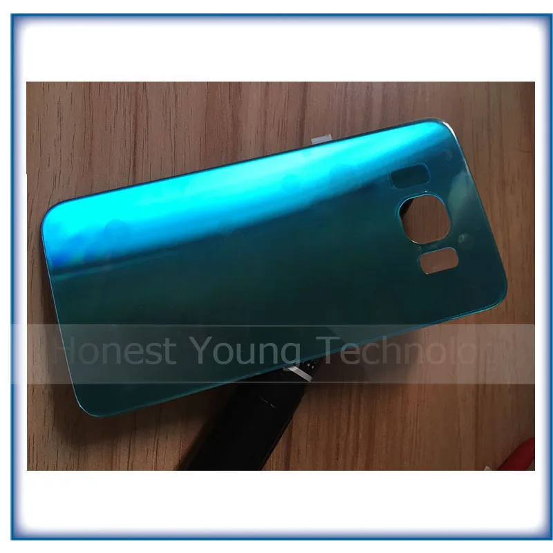 2 шт. для Samsung Galaxy S6 edge G920 G920F G920P G925 G925F Задняя стеклянная крышка батареи с логотипом и наклейкой зеленый Небесно-Голубой