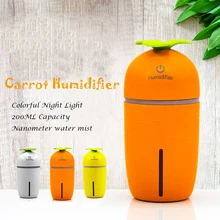 Mini LED Night Light Air Humidifier Carrot USB Diffuser 200ML Capacicty Home /Car/Office Mist Maker Fogger