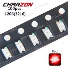 100 шт. SMD 1206(3216) Красный Ультра яркий чип лампы поверхностного монтажа SMT бисер светодиодный светильник светодиод лампы электроники компоненты