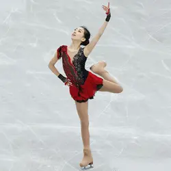 Индивидуальные фигурное катание платье Красного и черного цветов костюм коньках юбка гимнастика для взрослых девочек выступлений конкурс