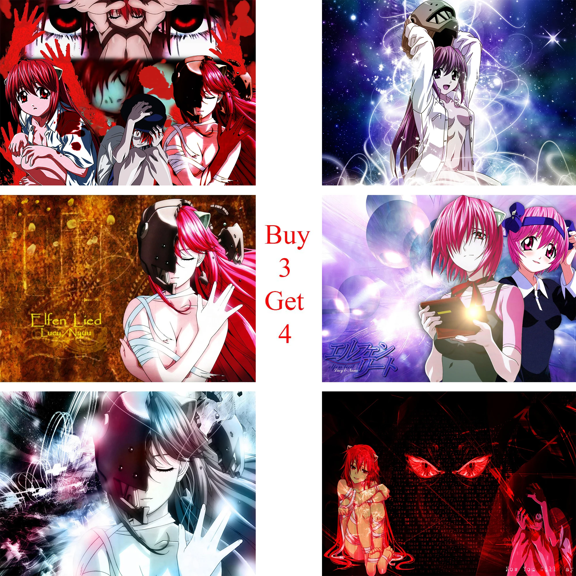 

Elfen Lied Posters Cartoon Wall Stickers White Coated Paper Prints Livingroom Bedroom Bar Decoration Home Art Brand