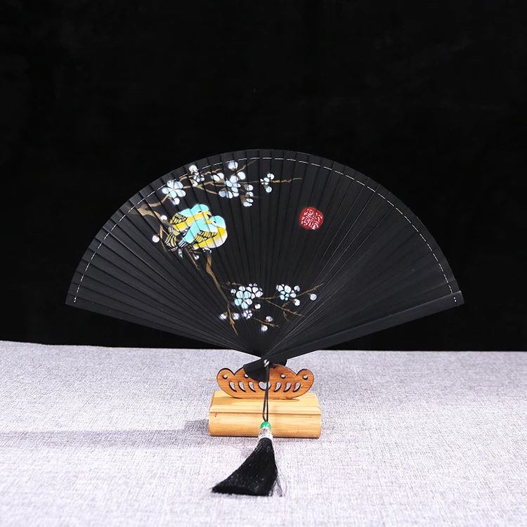 Китайский стиль полный бамбуковый вентилятор резьба полые антикварные дамы складной вентилятор ручной работы ручной росписью подарки