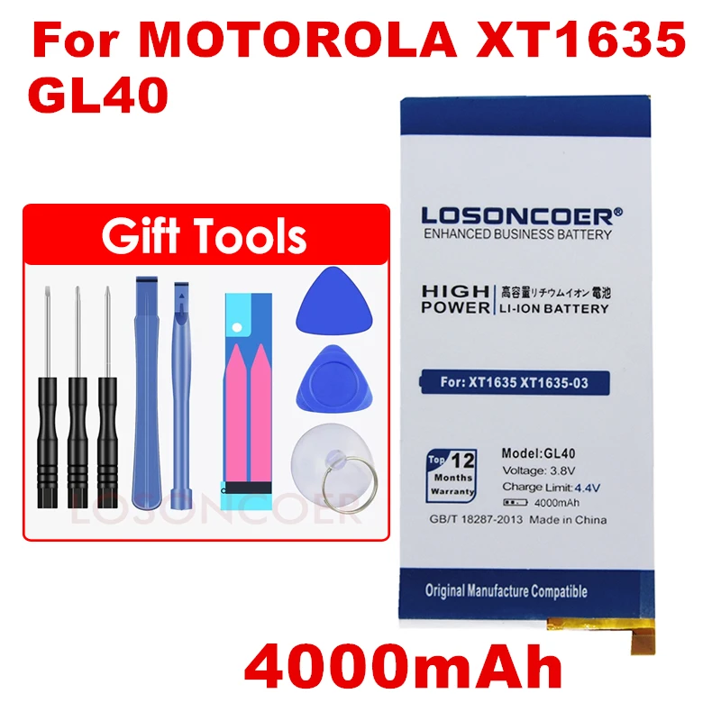 

LOSONCOER 4000mAh GL40 For Motorola Moto Z Play,Moto Z Play Droid,XT1635,XT1635-01,XT1635-02,XT1635-03 SNN5974A Phone Battery