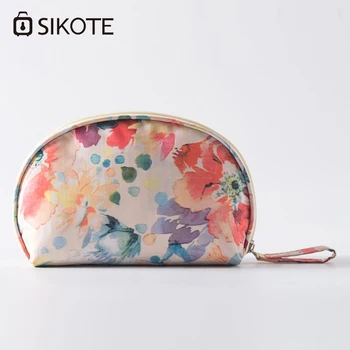 

SIKOTE Fashion Shell Cosmetic Bag Women Neceser Floral Portable Travel Package Waterproof Pouch Polyester Makeup Storage Bag