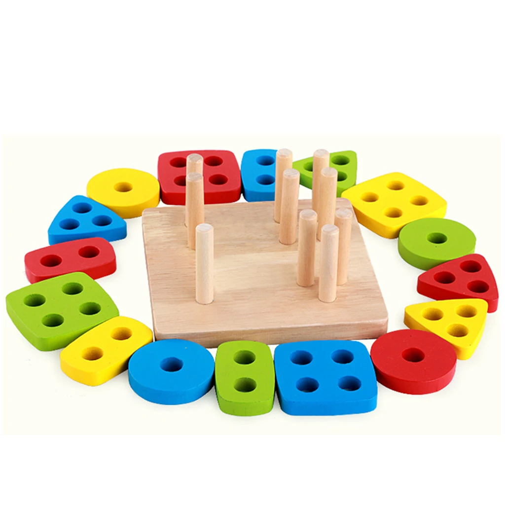 Деревянный укладки Геометрическая доска пазл ранний цвет и формы познания обучения сортировки Развивающие детские игрушки