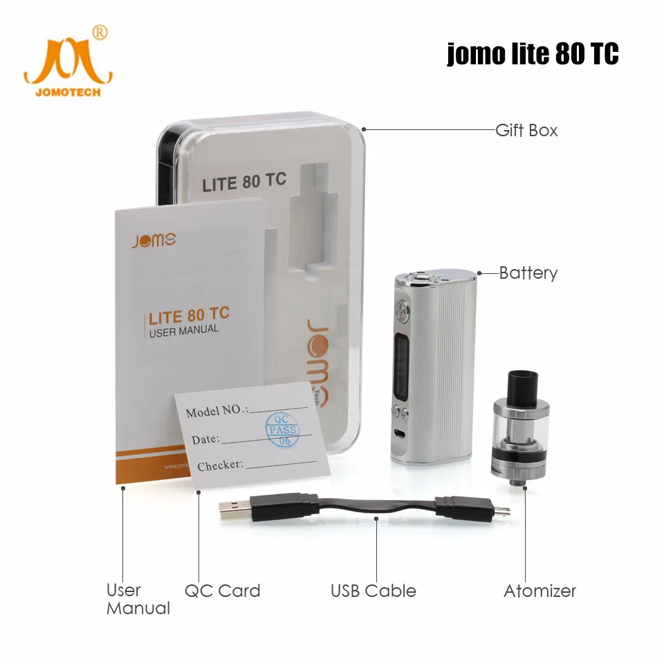 

80w Vape Box Mod Kit 2600mAh Battery Electronic Cigarette 2ml 0.4ohm Atomizer Lite 80 Adjustable E Cig Kits Jomo-130 vape kits
