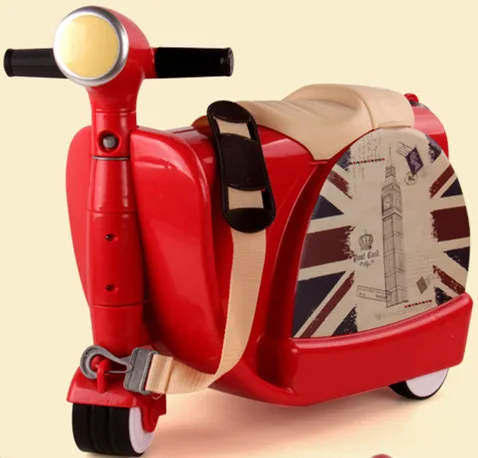 Мода! Детский чемодан из АБС-пластика на колесиках, 18 дюймовые Сумки на колесиках для детей 1-3-5 лет, многофункциональный багаж - Цвет: Красный