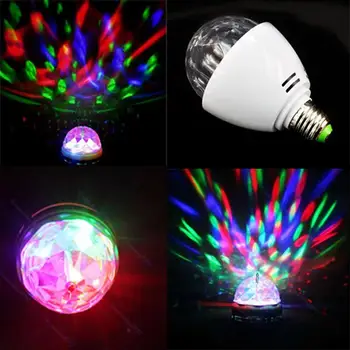 

XL-15 E27 3W AC85-260V 3-LED Colorful Rotating RGB Projector Crystal Stage Light Magic Ball DJ Party Disco Effect Bulb Lamp