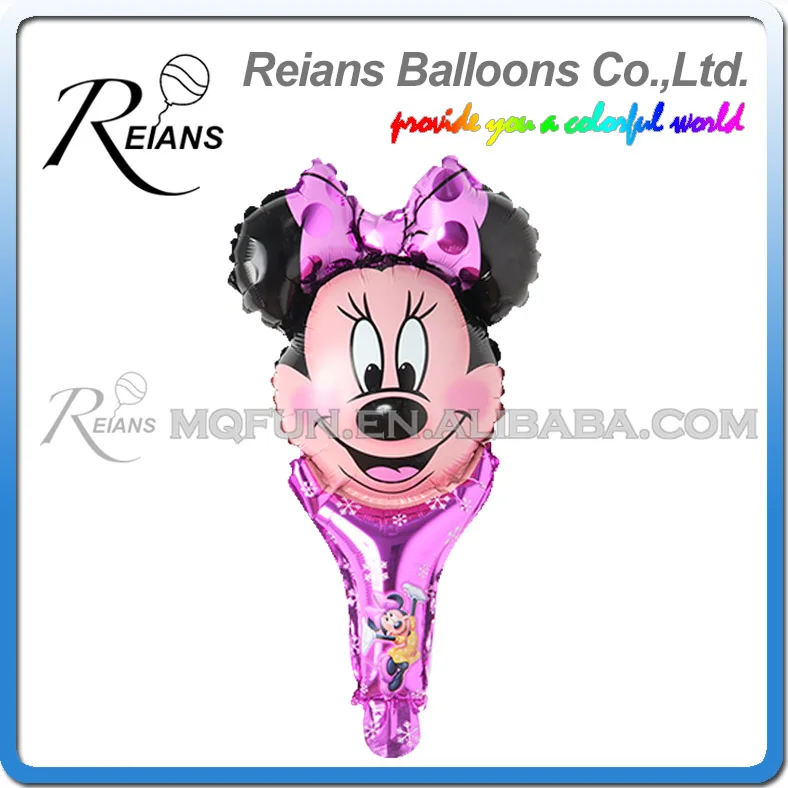 

REIANS 51cm cute cartoon kids game shape Minnie head handheld aluminum foil air balloon Celebration Event toy party supplies