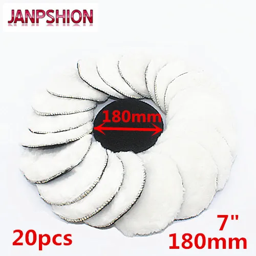 

JANPSHION 20pc 180mm 7" inch Wool Polisher Bonnet Car Polishing Pads For Car Care hook&loop Automobile wax ball of wool