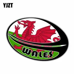 YJZT 14,2 см * 9,3 см творческий Уэльс Спорт Регби Наклейка Флаг мотоцикл Стикеры 6-2059