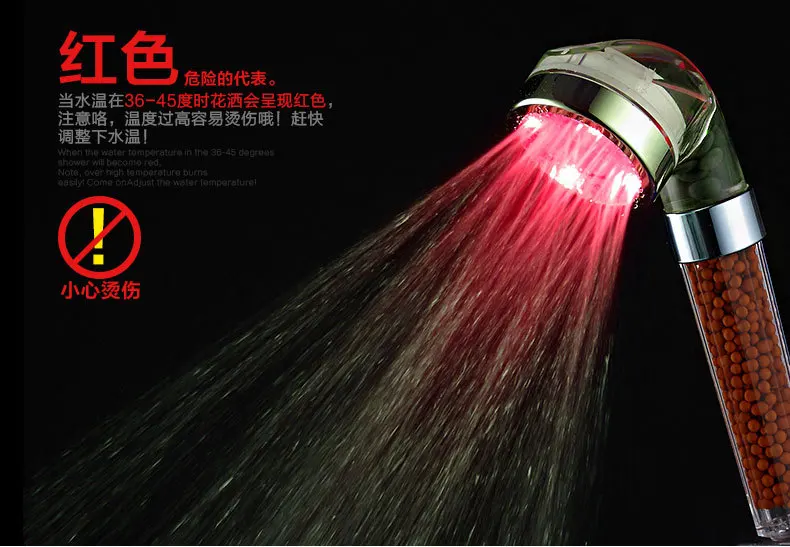Crystal led ручной Насадки для душа LED Турмалин SPA АНИОН душ ducha chuveiro Освещение Ванная