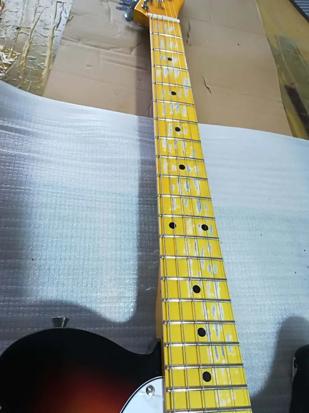 Custom shop, Ретро Закат электрогитара, белый гвардии пластины