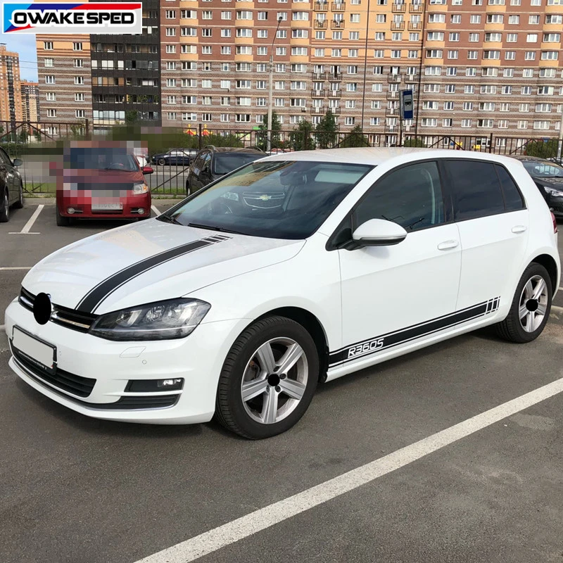 Для Volkswagen Golf MK5 6 7 GT POLO Sport Racing Stripes автомобильный капюшон дверь боковая юбка Декор наклейка авто аксессуары для тела наклейки