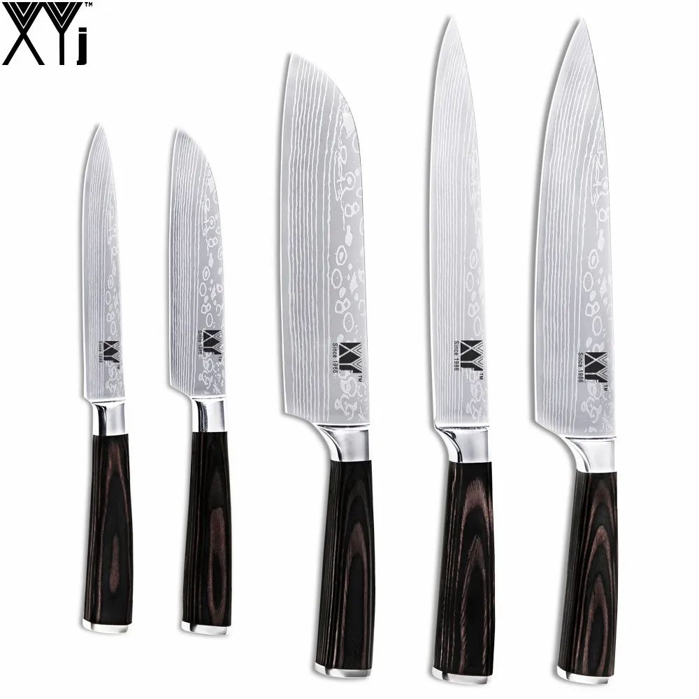Color Wood Handle Kitchen Knives 5 "5 "7 "8 "8 "Best 7Cr17 Stainless Steel Knife 5 Pcs Set XYj