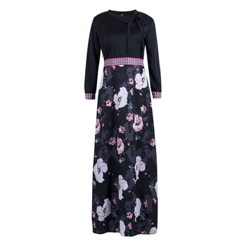 

Skirts 2018 New Brand Women Long Sleeve Autumn Patchwork Print Floral Boho Long Maxi Skirts Ladies Casual Skirts