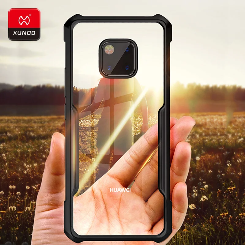 

Luxury Transparent Glass Back Case For Huawei Mate 20 X Pro Phone Silicone With Airbags Shockproof Full Protective Cover Cases