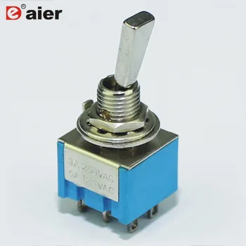 

100PCS MTS-202-F1 6PIN ON-ON metal flat handle 6 PIN toggle switch