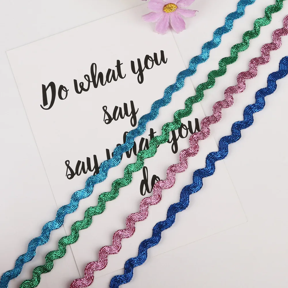 Nuovo Arrivo 15 Yards/lotto 8 millimetri Multi Colore Terylene Nastri Metallic Ric Rac Zig Zag Nastri Per Il FAI DA TE accessori Dell'arco dei capelli - immagine 5