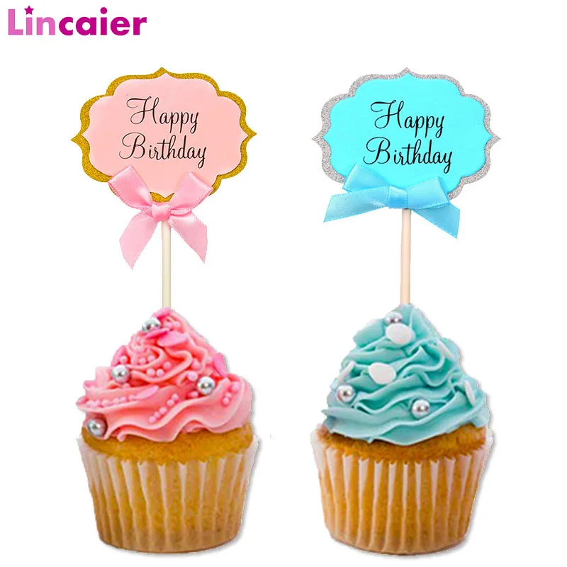 

5Pcs Happy Birthday Cupcake Cake Toppers Party Decorations Kids Princess Baby Girl Boy Adult Supplies 1st 2 3 4 5 18th