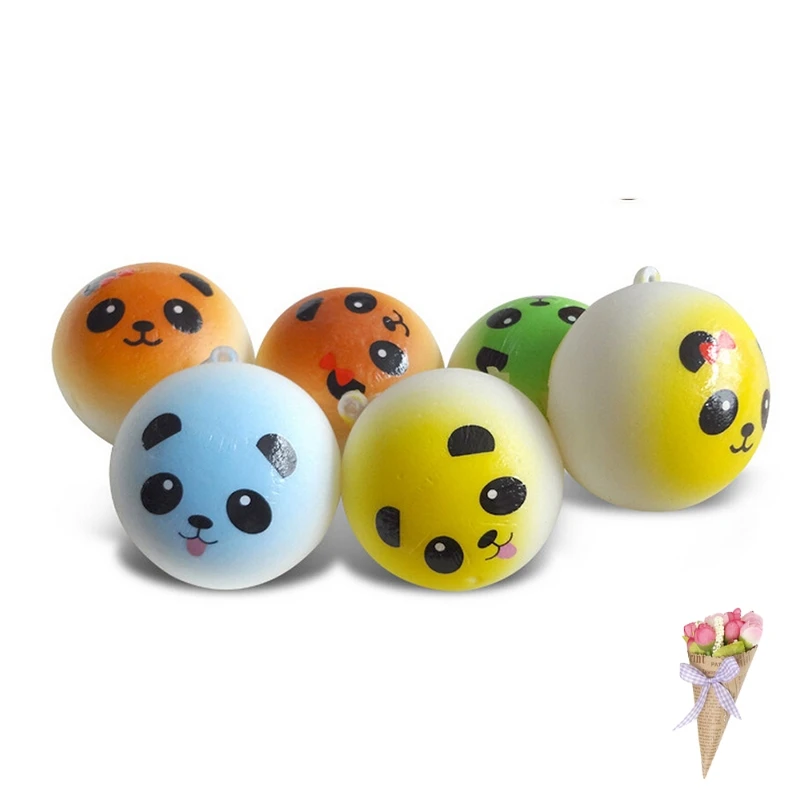 

Simulate Ice Cream Bun Panda Head Squishy Slow Rising Phone Straps Charms Scented Bread Cake Pendant Fun Kid Toy Gift