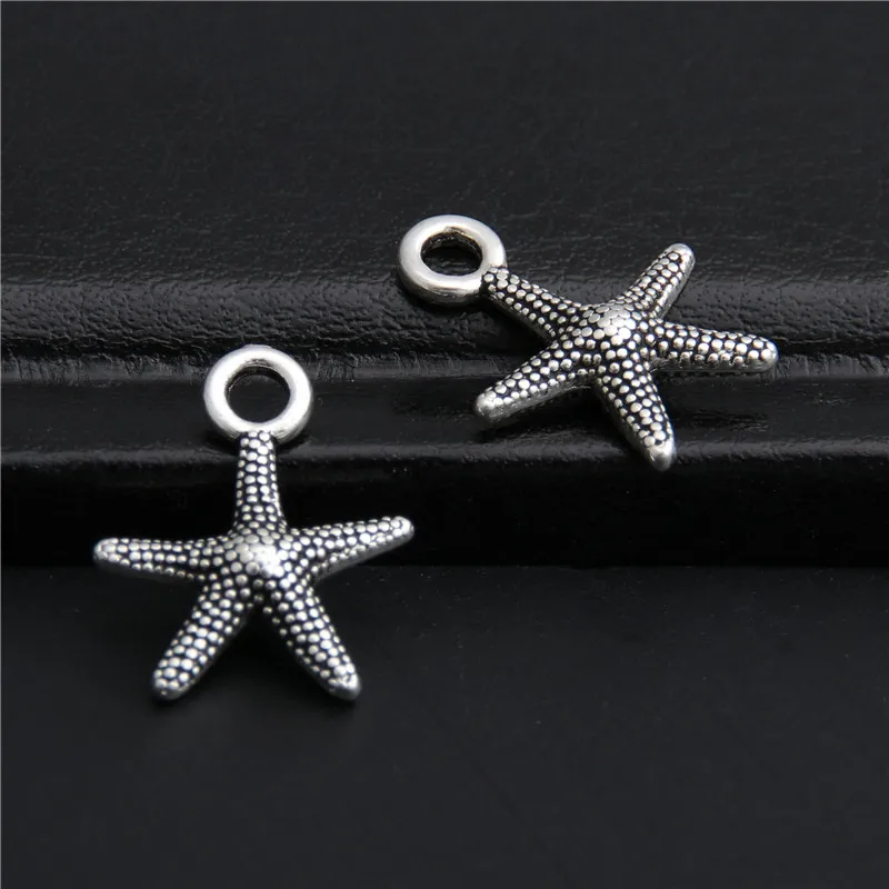50pcs Silver Color Starfish Charms Pendant For Necklace Bracelets Jewelry Making Diy Handmade Craft A2775