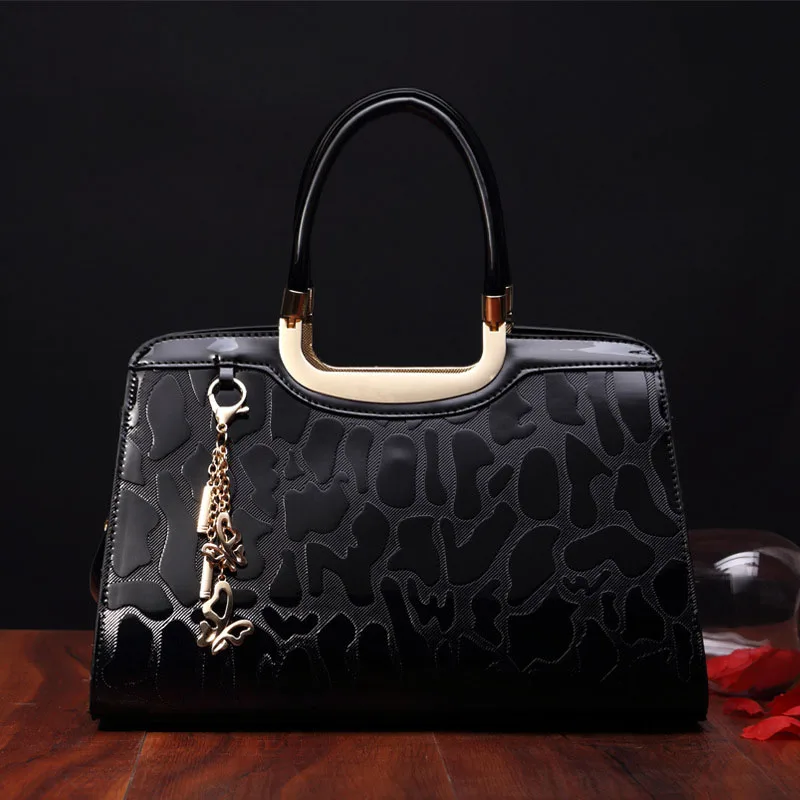 Luxurious leather handbags women bags designer fashion design patent leather crocodile pattern ladies shoulder bag