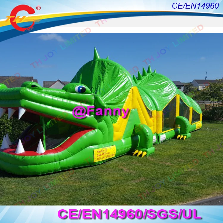 

20mL crocodile giant inflatable obstacle course, commercial inflatable bouncy castles jumping bouncer jumper slide playground
