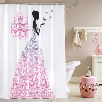 

Modern Polyester 3D Printing Shower Curtain Bathroom Waterproof Padded Partition Hanging Curtain Bathroom Accessories Bath Curta