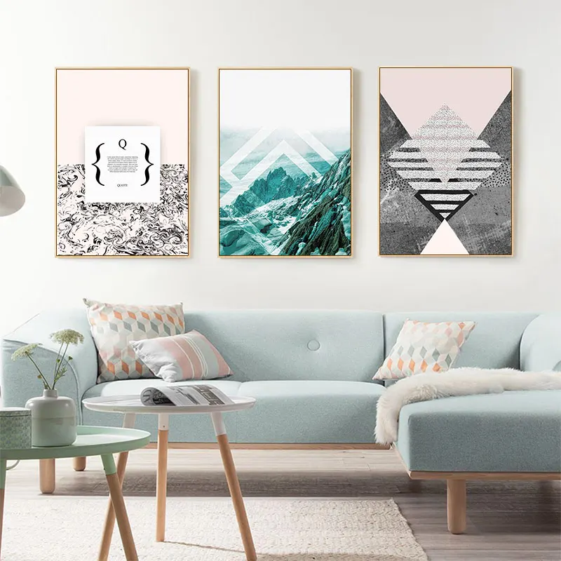 

Abstract Green Geometric Pattern Wall Art Nordic Poster Canvas Painting Quote Wall Pictures Living Room Decoration Home Decor