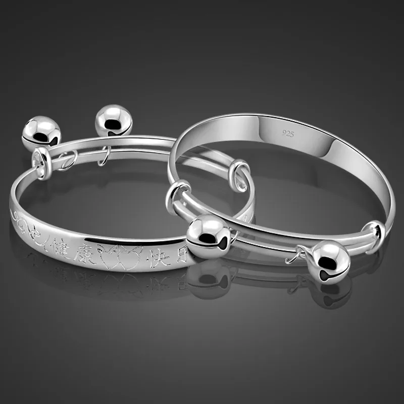 Chinese style children's 925 sterling silver bracelet bells bracelet