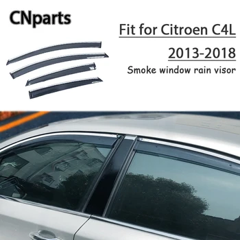 

CNparts 4pcs ABS For Citroen C4L 2013 2014 2015-2018 Car Smoke Window Sun Visor Keep Fresh Air convection Accessories