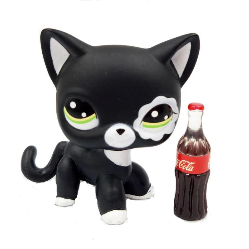 

Food Accessories for pet shop lps toys Standing real rare Short Hair Cat with lovely drink burger free shipping